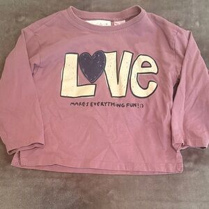 Zara Kids Purple Love Graphic Long Sleeve Tee